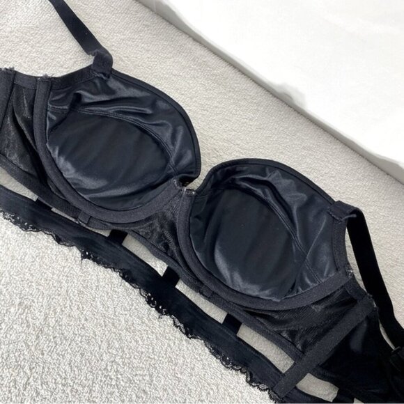 La Senza Black Bustier Bra W Gold Dots And Lace Trim 36B - Picture 10 of 12